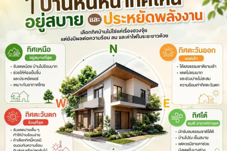 บ้านหันหน้าทิศไหน อยู่สบายและประหยัดพลังงาน?