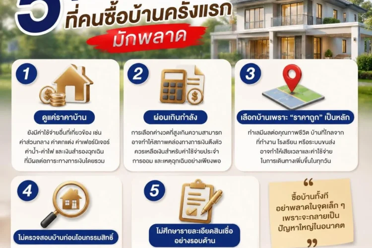 5 ข้อผิดพลาดที่คนซื้อบ้านครั้งแรก “มักพลาด”